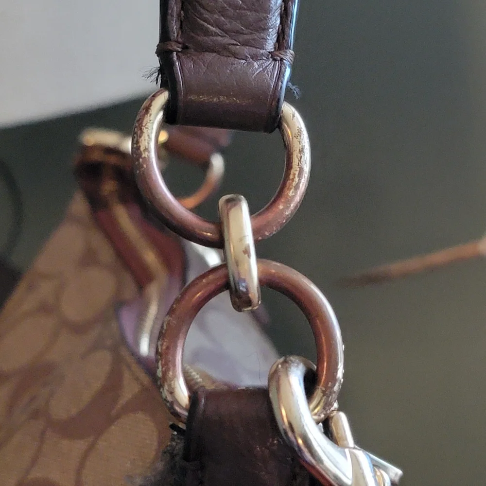 Coach F79993 Marlon Hobo Bag Brown Signature Coated Canvas Pebbled Leather Purse - Picture 14 of 16